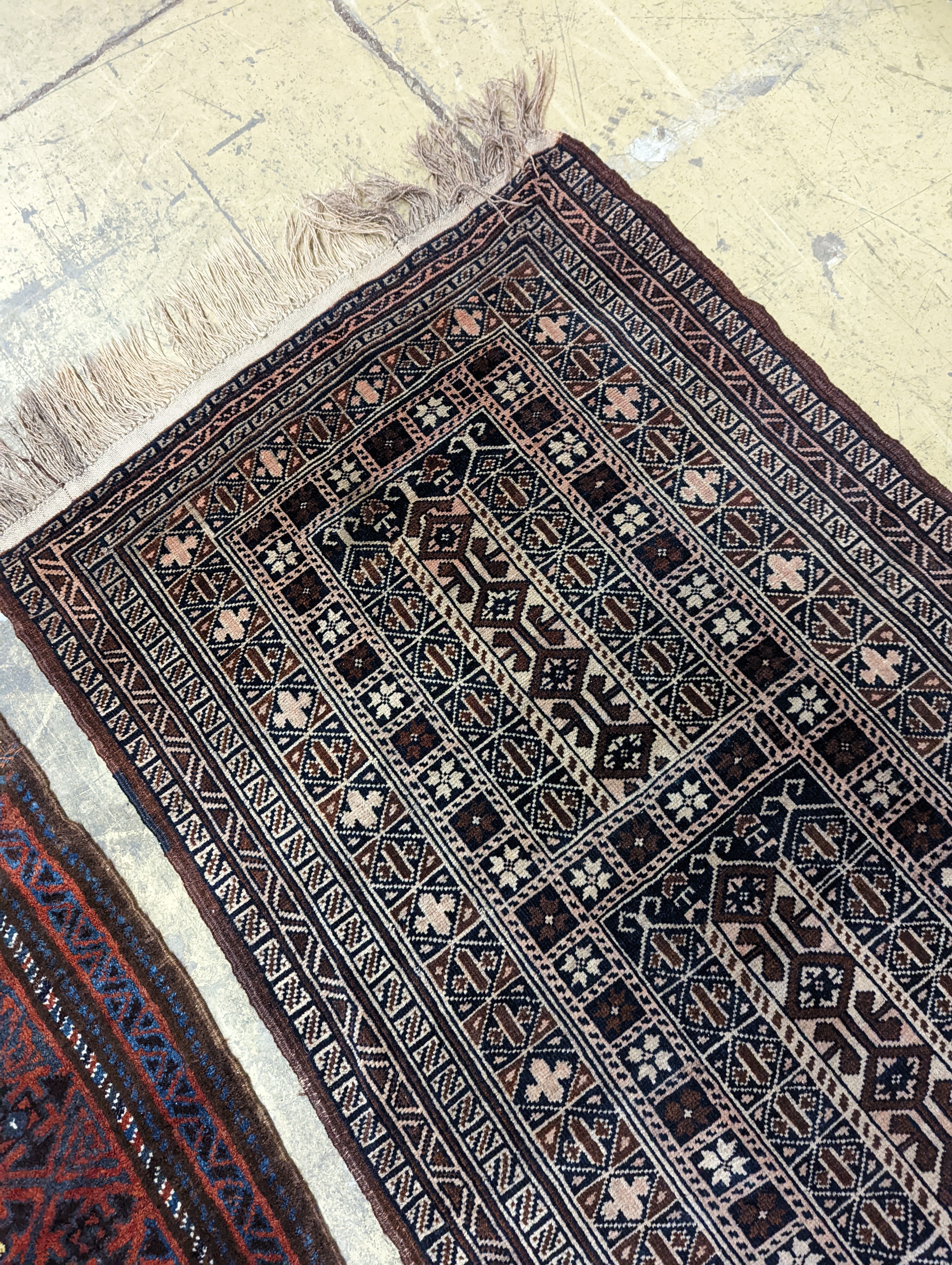 A Belouch rug and an Afghan mat, larger 140 x 85cm